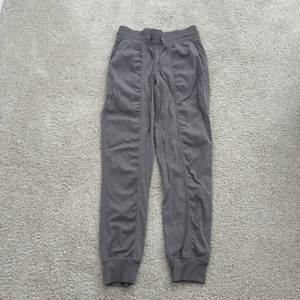 Lululemon Activewear Dance Studio Jogger Pants Gray Drawstring Stretch Pockets 4